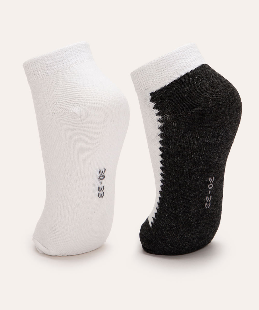 kit de 2 pares de meias cano baixo infantis chumbo