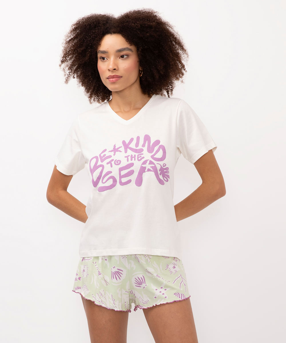 pijama de algodão sea com máscara verde
