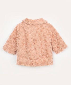 casaco infantil pelúcia laços rosa claro