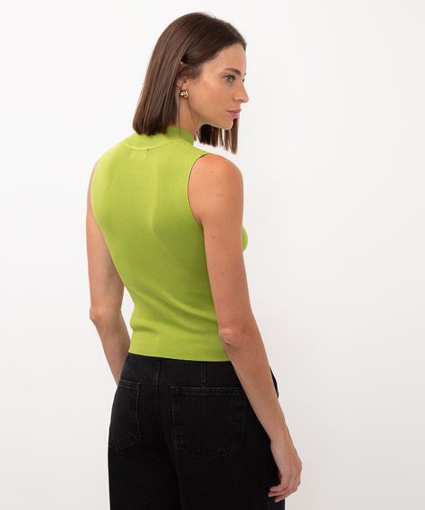 cropped de tricot gola alta verde