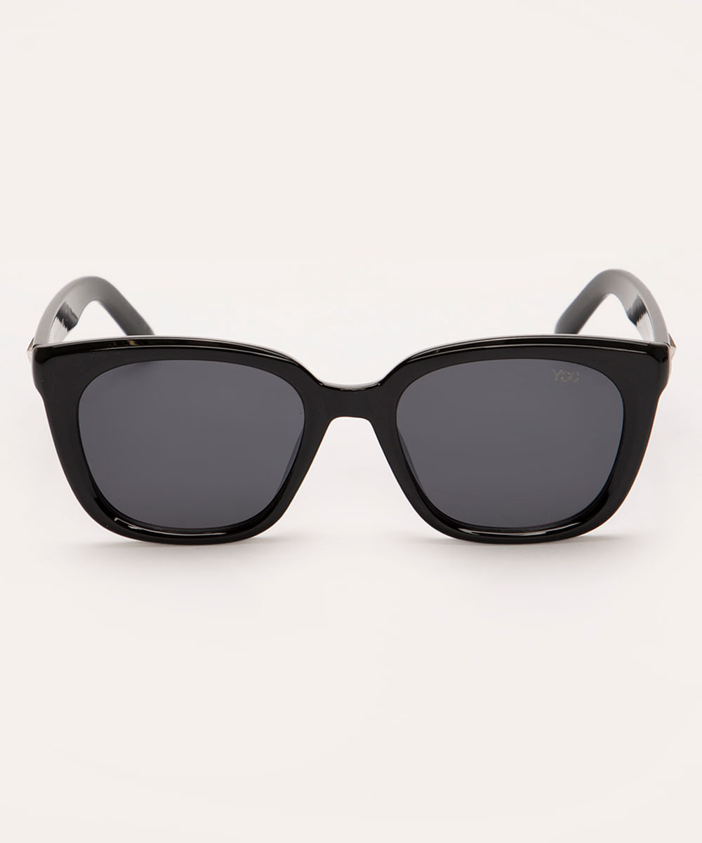 óculos de sol oval preto