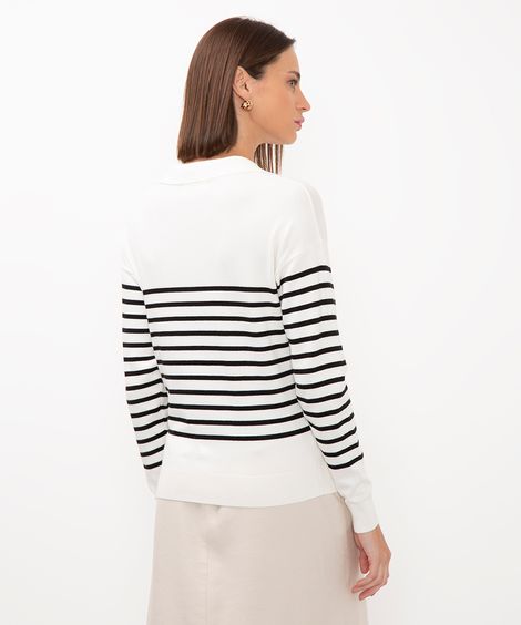 suéter de tricot listrado off white