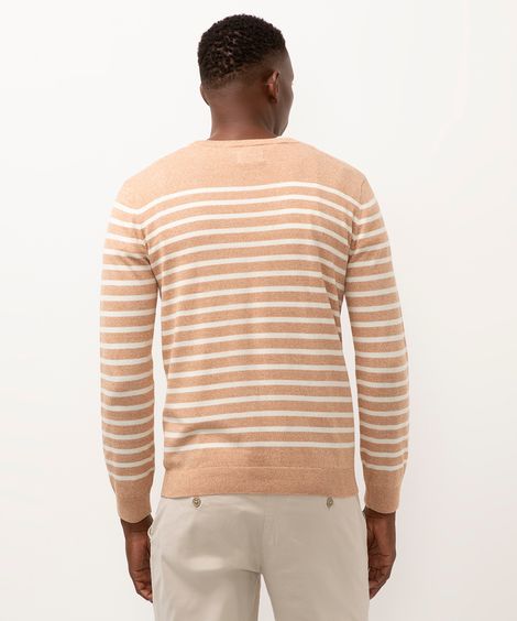 suéter comfort de tricot listrado terracota