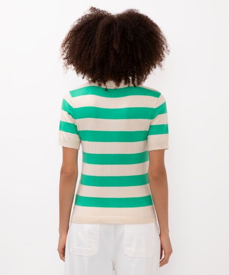 blusa de tricot listrada verde