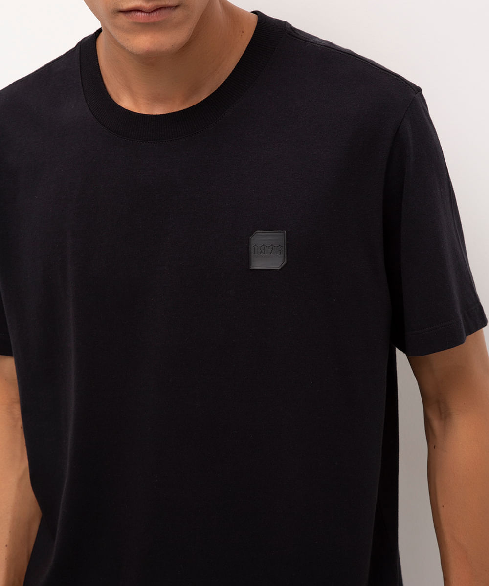 camiseta de algodão manga curta 1976 preto
