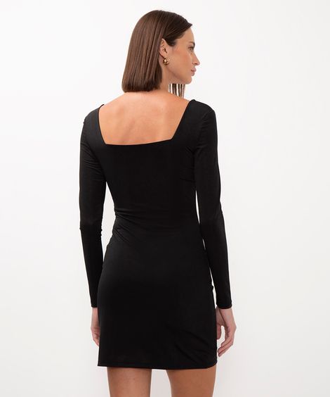 vestido curto manga longa preto