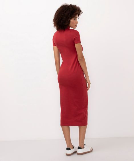 vestido midi de algodão vinho