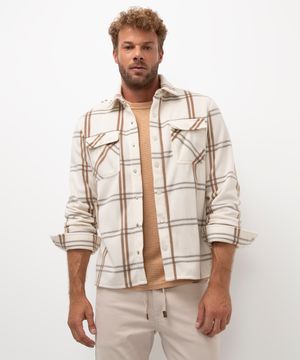 camisa flanelada xadrez off white