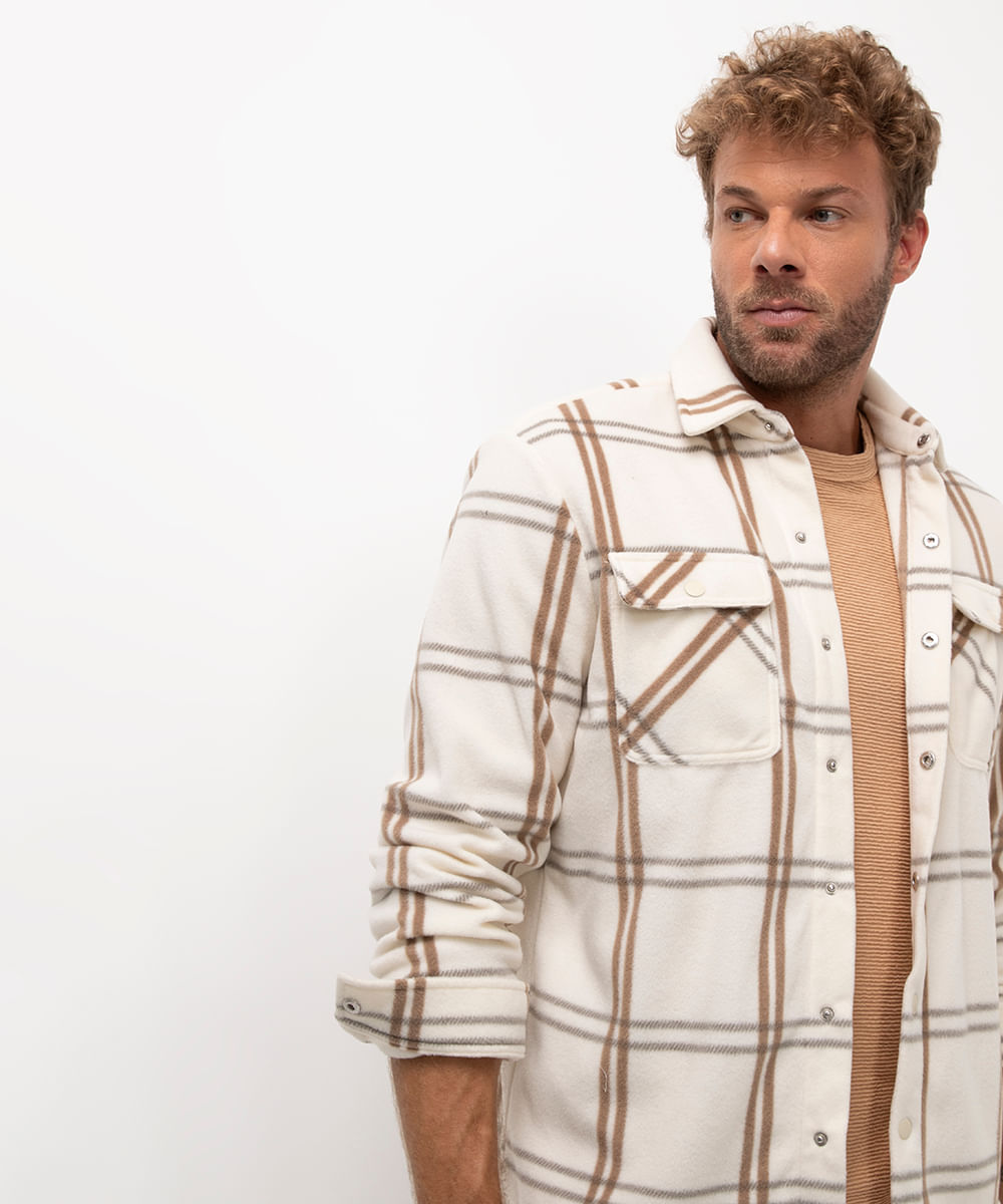 camisa flanelada xadrez off white