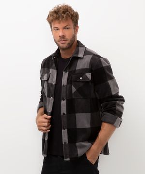 camisa flanelada xadrez preto