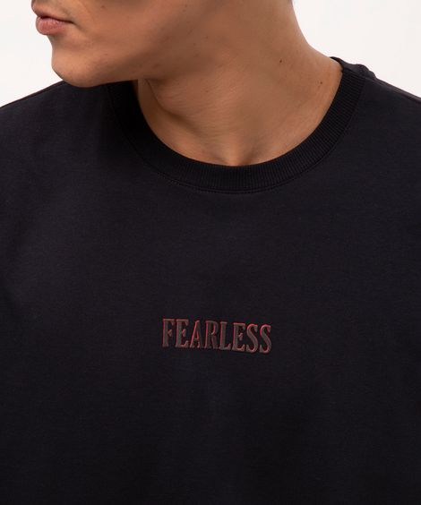 camiseta de algodão manga curta fearless preto