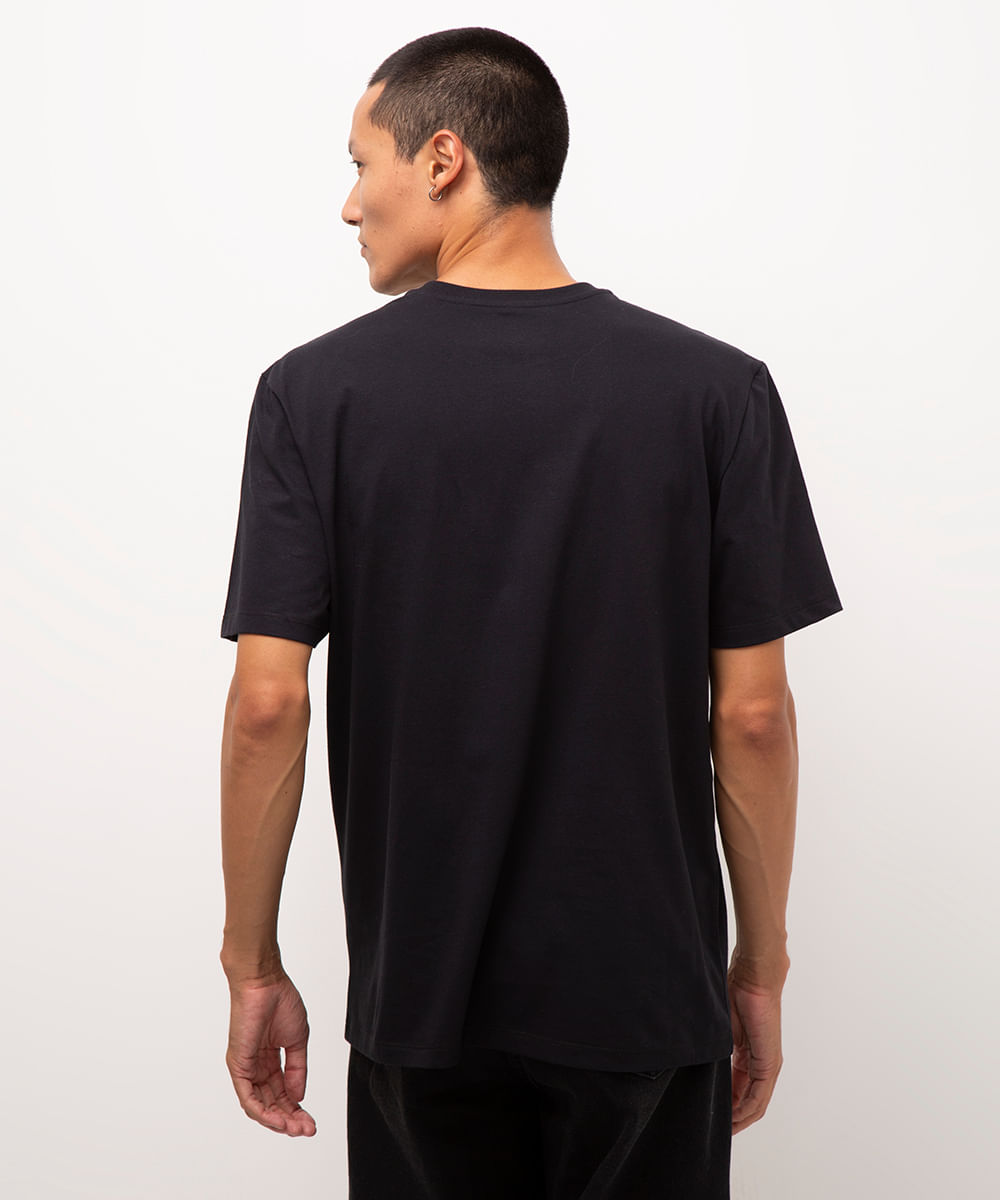 camiseta de algodão manga curta fearless preto