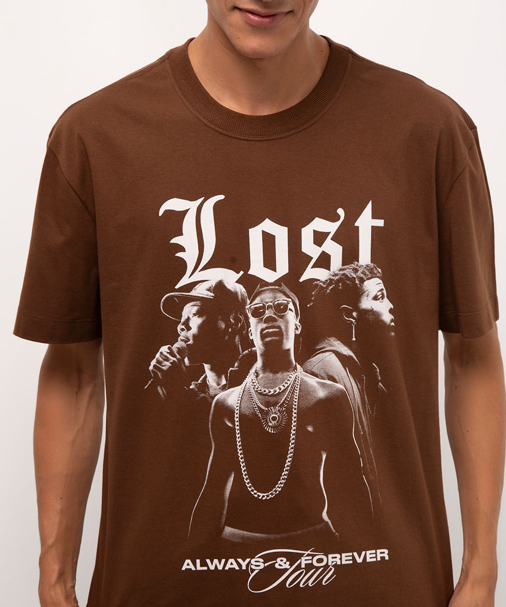 camiseta de algodão manga curta kodak black marrom