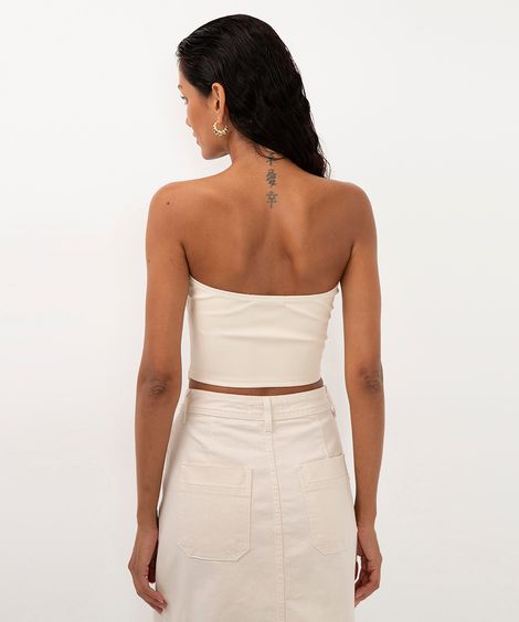 cropped corset de pu off white