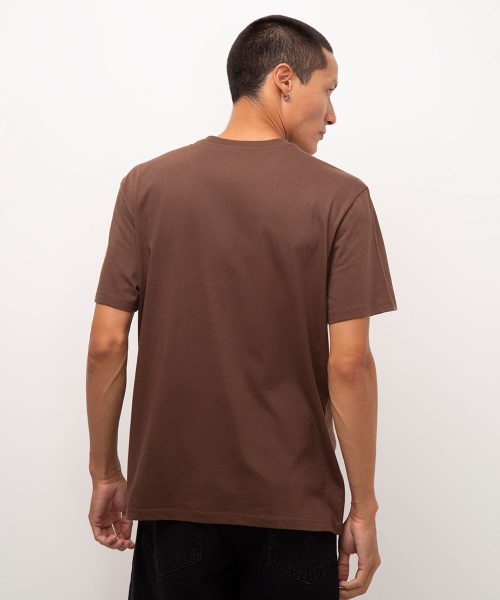 camiseta de algodão manga curta chains marrom