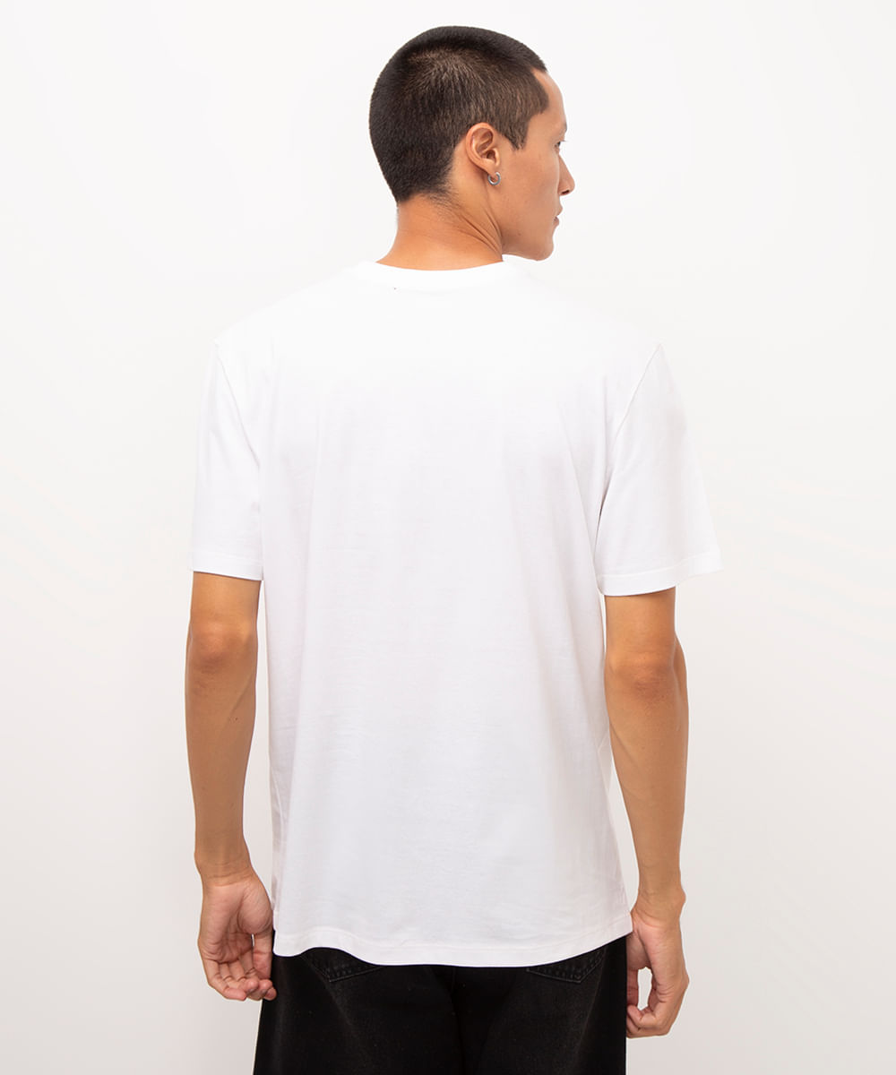 camiseta de algodão manga curta dragão off white
