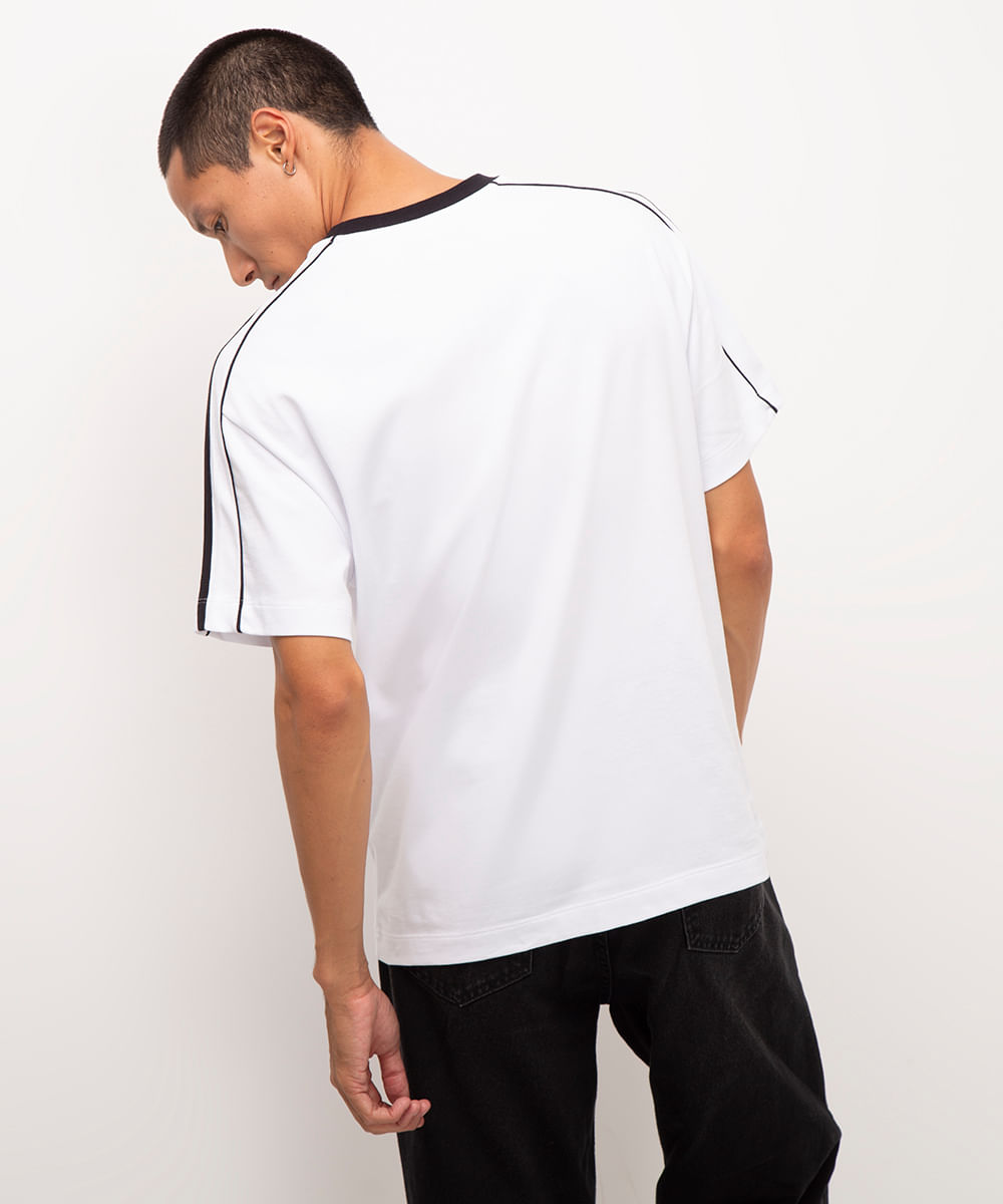 camiseta de algodão manga curta worldwide branco