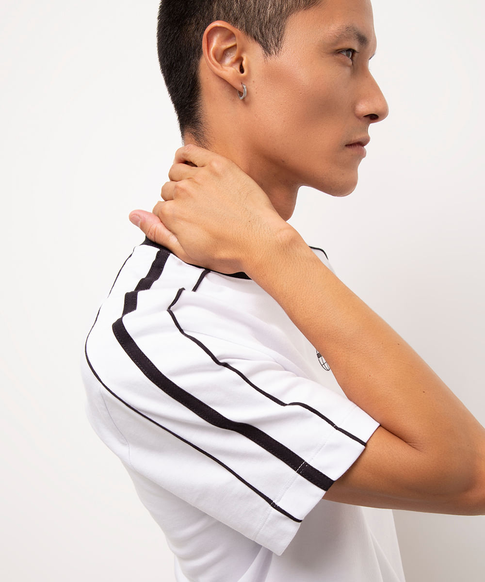 camiseta de algodão manga curta worldwide branco