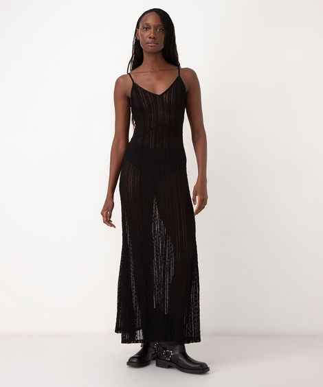 vestido longo de renda bff agatha preto