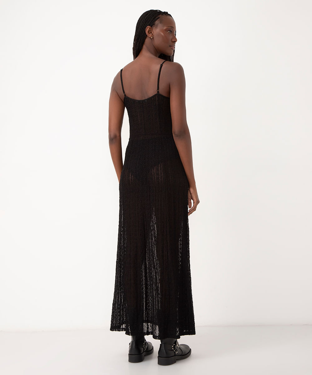 vestido longo de renda bff agatha preto