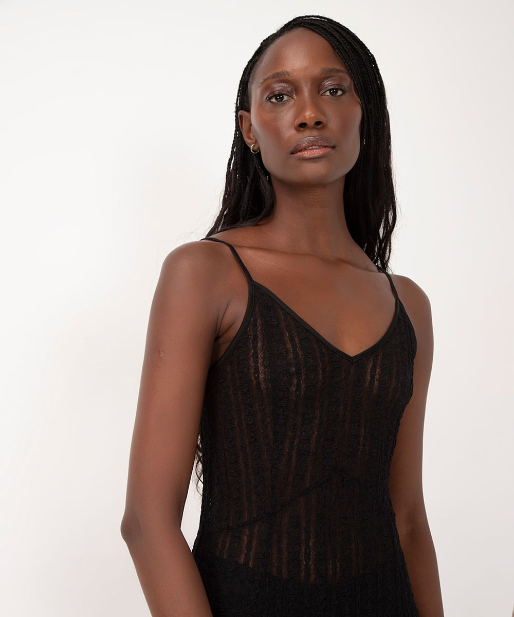 vestido longo de renda bff agatha preto