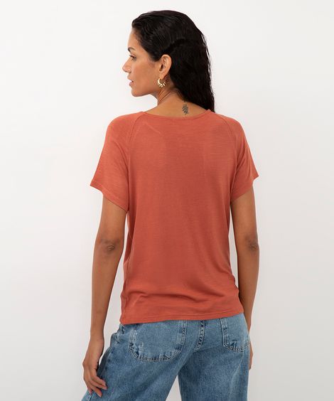blusa de viscose texturizada chocker laranja