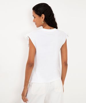 blusa de laise com babado off white