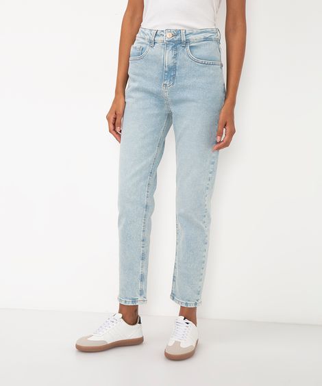 calça jeans mom cintura alta azul