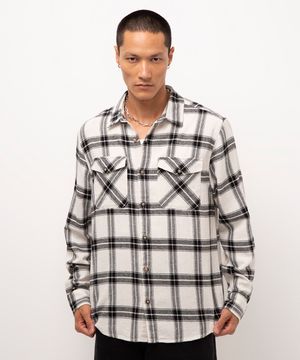 camisa flanelada xadrez off white