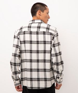 camisa flanelada xadrez off white