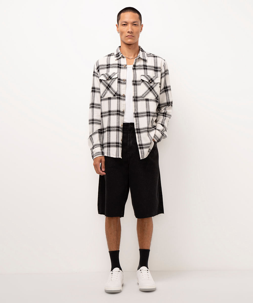 camisa flanelada xadrez off white