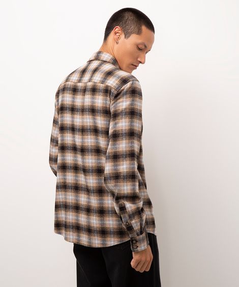 camisa flanelada xadrez cinza
