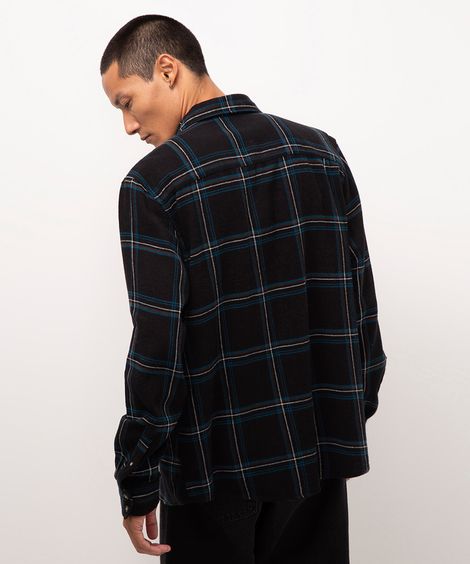 camisa flanelada xadrez preto