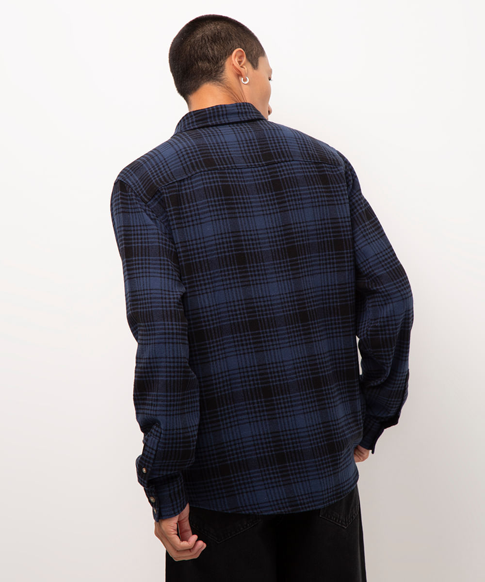 camisa flanelada xadrez azul