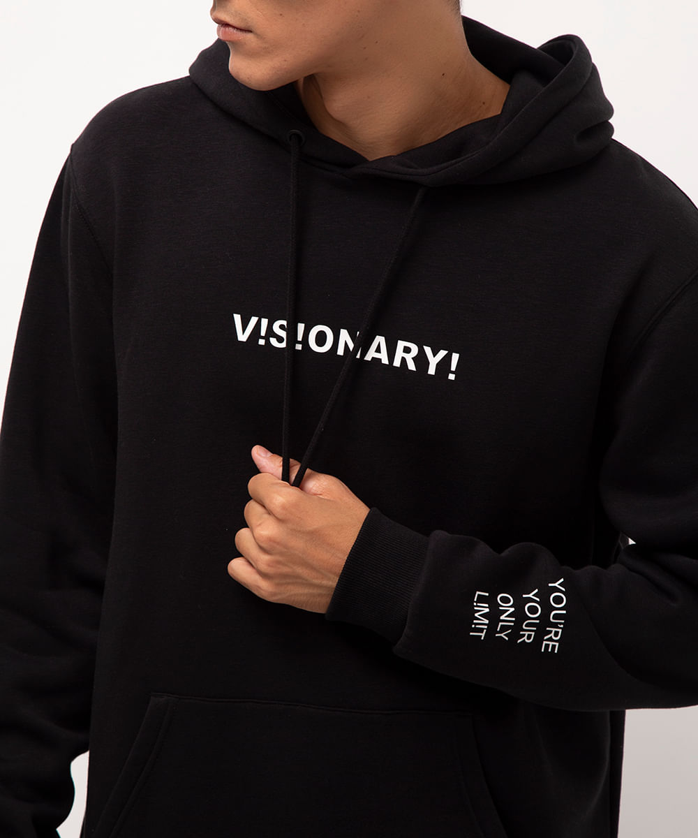blusão de moletom com capuz visionary preto