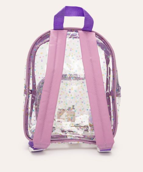 mochila infantil de plástico estrelas roxo