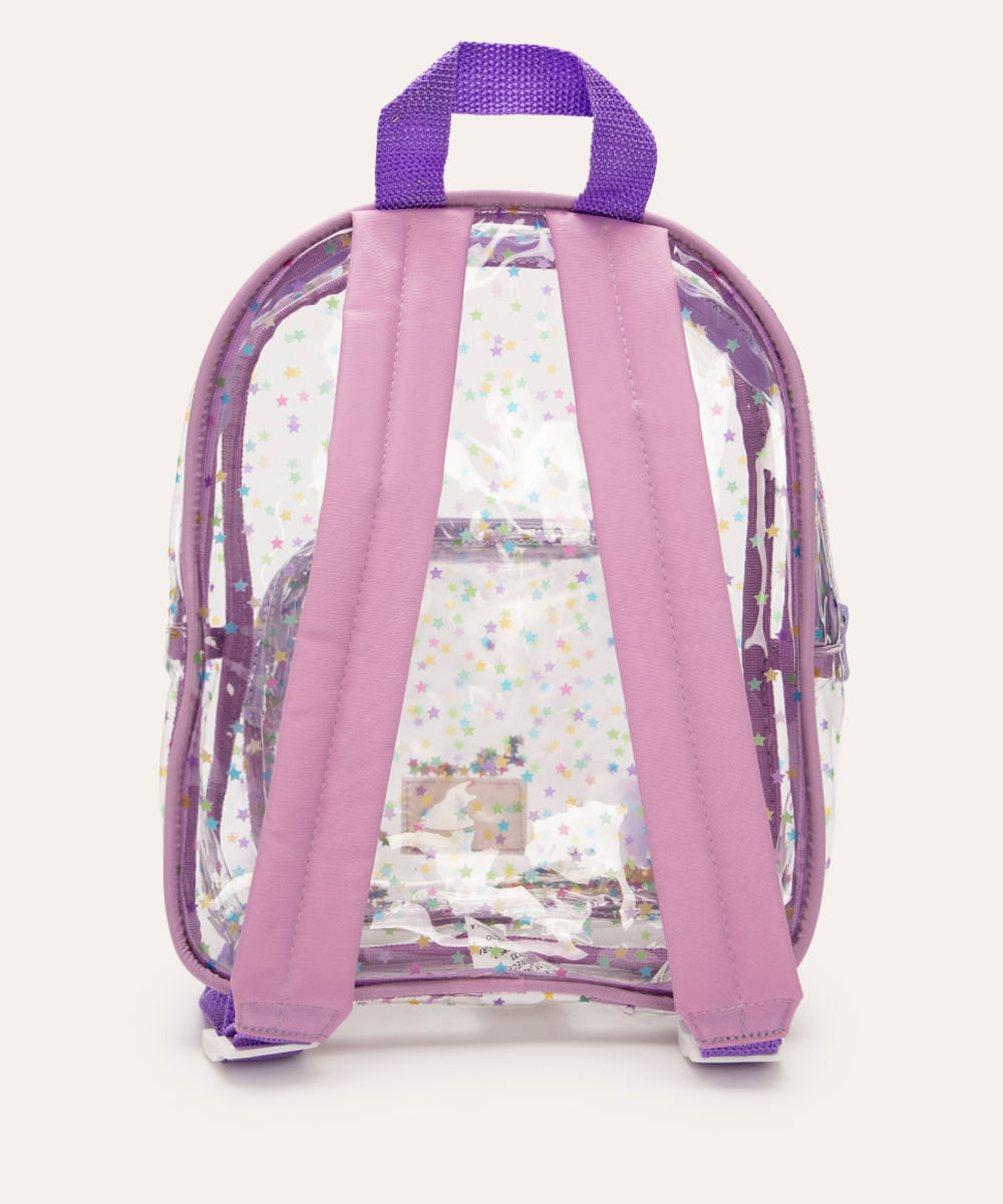 mochila infantil de plástico estrelas roxo