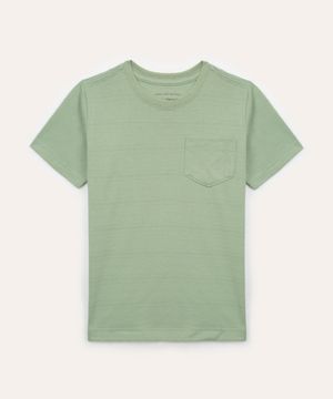 camiseta de algodão infantil com bolso verde claro