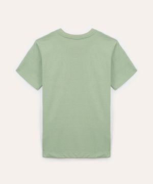 camiseta de algodão infantil com bolso verde claro