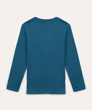 camiseta de algodão infantil game azul
