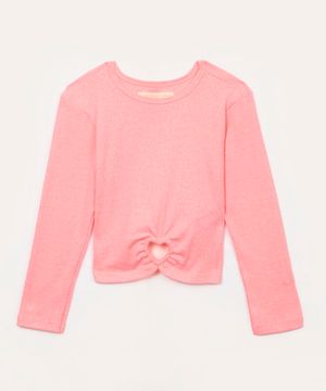 blusa de algodão infantil com brilho pink
