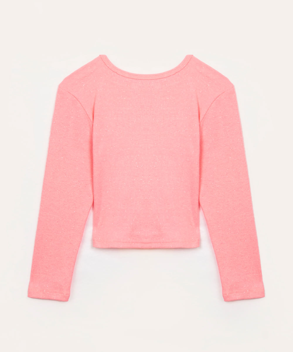 blusa de algodão infantil com brilho pink