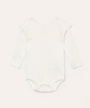 body de algodão infantil com babado off white