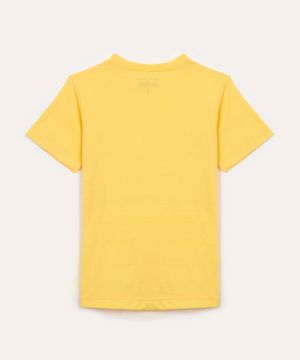 camiseta de algodão infantil com bolso amarelo