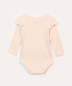 body de algodão infantil com babado rosa claro