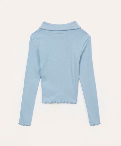 blusa de algodão infantil com zíper azul claro