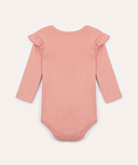 body de algodão infantil com babado rosa