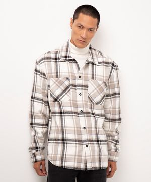 camisa flanelada xadrez off white