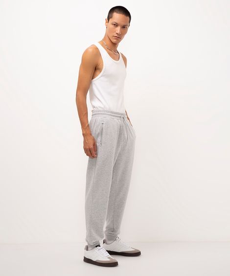 calça de moletom jogger - cinza mescla claro