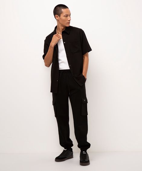 calça de moletom cargo - preto